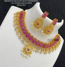 Load image into Gallery viewer, Ruby golden cz kemp stone Choker Necklace set Temple Jewelry