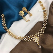 Load image into Gallery viewer, American Diamond Simple dainty designer Necklace set Temple jewelry