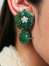 Load image into Gallery viewer, American diamond Invisible setting Flower premium Dangling Earrings