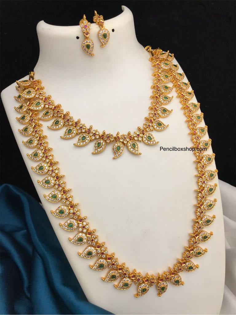Mango necklace and long haram set hotsell