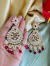 Load image into Gallery viewer, 22k Gold plated Tayani chandbali Beads Stone Earrings