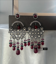 Load image into Gallery viewer, American diamond Long Ruby Victorian Dangling Earrings