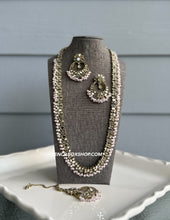 Load image into Gallery viewer, Lia BabyPink Long Mirror Sleek Statement Necklace set with maangtikka