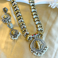 Load image into Gallery viewer, Multiple colors-Ramji Peacock German silver Dual Tone Premium Long Statement Necklace set