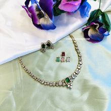 Load image into Gallery viewer, Changeable american diamond Polki designer Necklace set Temple jewelry