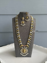 Load image into Gallery viewer, Multiple colors-Ramji Peacock German silver Dual Tone Premium Long Statement Necklace set