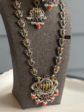 Load image into Gallery viewer, German silver Orange Ganesha Long Statement Necklace set