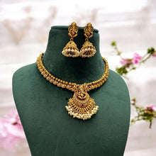 Load image into Gallery viewer, Ganesha golden Dainty Temple Necklace set
