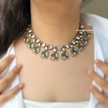 Load image into Gallery viewer, Moissanite Peacock Gold plated Multicolor Statement Necklace set