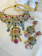 Load image into Gallery viewer, Heritage Designer inspired gem stone Premium Sabya inspired Heritage Necklace set