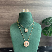 Load image into Gallery viewer, Moissanite Double layer Enamel Pendant Necklace set