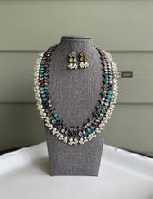 Load image into Gallery viewer, German Silver Pearl Multicolor Long Necklace set