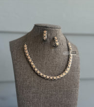 Load image into Gallery viewer, Victorian Black Finish Hasli American Diamond Dainty Necklace set