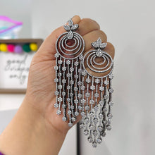 Load image into Gallery viewer, Victorian American Diamond Long Tassel Drop Statement Earrings