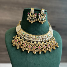 Load image into Gallery viewer, Heritage Rajwadi Statement Meenakari Premium Grand Ruby Green Necklace set