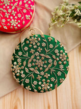 Load image into Gallery viewer, Embroidery Round Big Party wear Clutch sling bag

