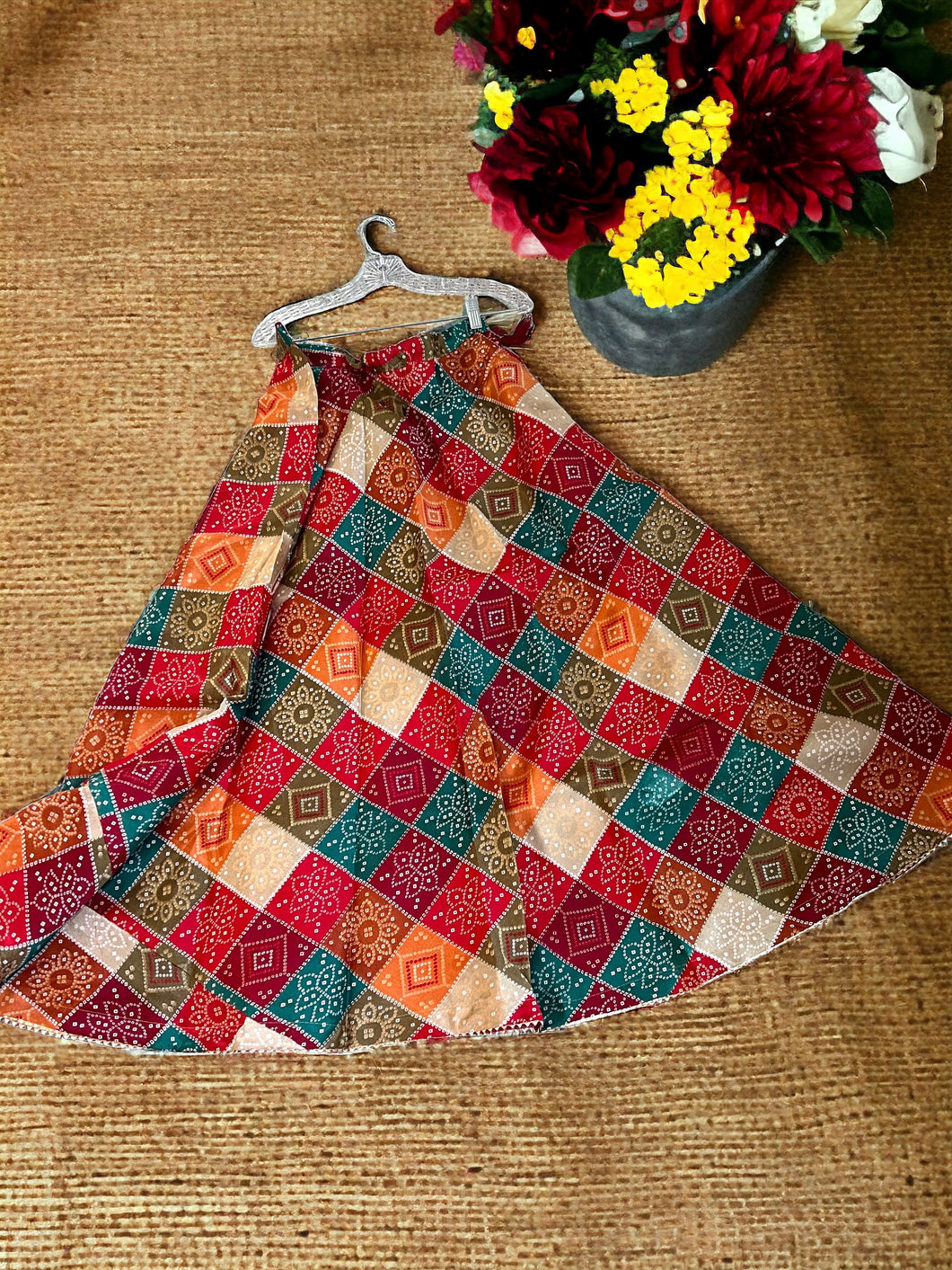 Dark Multicolor Silk Free size skirt