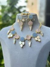 Load image into Gallery viewer, Contemporary Designer Natural White Mop Blue pink Stone Necklace set
