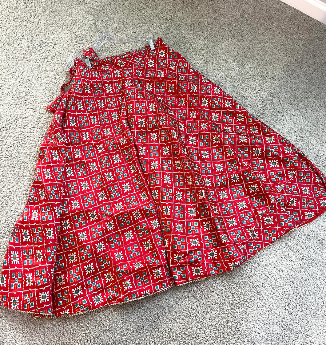 Red Patola Free size Soft Silk Skirt