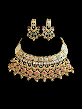 Load image into Gallery viewer, Heritage Rajwadi Statement Meenakari Premium Grand Ruby Green Necklace set