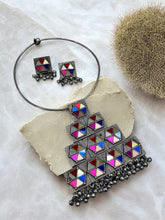 Load image into Gallery viewer, German silver Afghani Mirror Ghungroo Hasli Necklace set