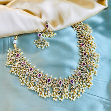 Load image into Gallery viewer, Multicolor Guttapusalu Pearl Temple ethnic Necklace set
