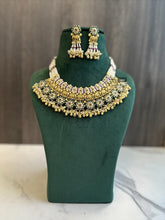 Load image into Gallery viewer, Heritage Rajwadi Elephant Statement Premium Grand Ruby Green Pearl Necklace set