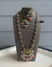 Load image into Gallery viewer, German silver Orange Ganesha Long Statement Necklace set