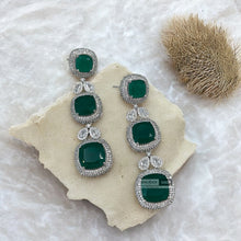 Load image into Gallery viewer, Multiple colors-American diamond Silver Long Cz Earrings