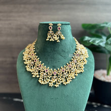 Load image into Gallery viewer, Multicolor Guttapusalu Pearl Temple ethnic Necklace set