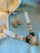 Load image into Gallery viewer, Pearl kundan Ruby Green Pearl Choker necklace set
