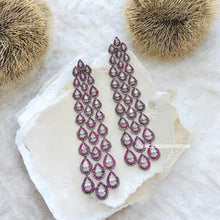 Load image into Gallery viewer, Pink Invisible American Diamond Long Solitaire Dangling Earrings