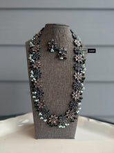 Load image into Gallery viewer, German Silver Premium Flower Stone Long Statement Necklace set