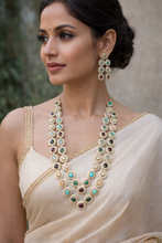 Load image into Gallery viewer, American diamond Multicolor Kundan Designer Layered Necklace set
