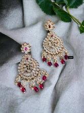 Load image into Gallery viewer, 22k Gold plated Tayani chandbali Beads Stone Earrings
