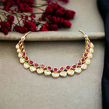 Load image into Gallery viewer, Radha Ruby Double layered Kundan back Meenakari Necklace set