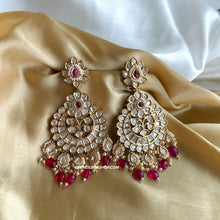 Load image into Gallery viewer, 22k Gold plated Tayani chandbali Beads Stone Earrings