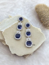 Load image into Gallery viewer, Multiple colors-American diamond Silver Long Cz Earrings