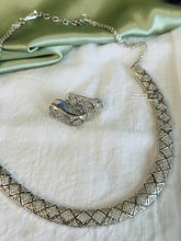 Load image into Gallery viewer, Silver Hasli American Diamond Dainty Necklace set