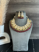 Load image into Gallery viewer, 22k gold plated Tayani elephant ruby Designer Statement Necklace set
