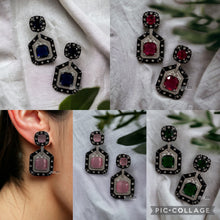 Load image into Gallery viewer, American diamond Enamel designer inspired Earrings
