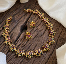 Load image into Gallery viewer, Simple kemp stone Lotus Dainty Necklace set