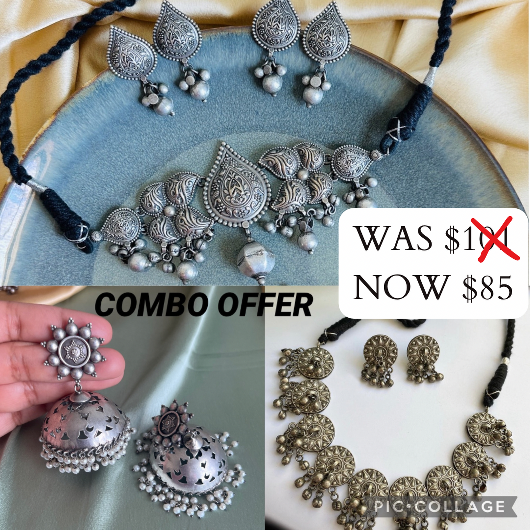 3 Pc Combo Offer Of German silver necklace and earring