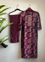 Load image into Gallery viewer, 3 pc Maroon Purple Gold Floral Suit women clothing