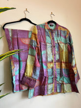 Load image into Gallery viewer, Multicolor beige geometric design Coord set with belt Women Clothing