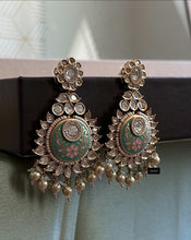 Load image into Gallery viewer, Tayani statement Meenakari Chandbali 22k Gold plated Earrings
