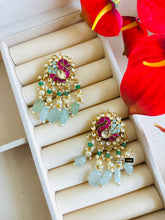 Load image into Gallery viewer, Pachi Kundan Brass Peacock Statement Designer Earrings
