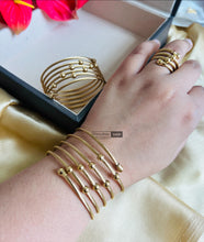 Load image into Gallery viewer, 18k gold plated Stainless steel spiral Bracelet ring set IDW
