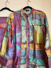 Load image into Gallery viewer, Multicolor beige geometric design Coord set with belt Women Clothing