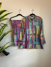 Load image into Gallery viewer, Multicolor beige geometric design Coord set with belt Women Clothing